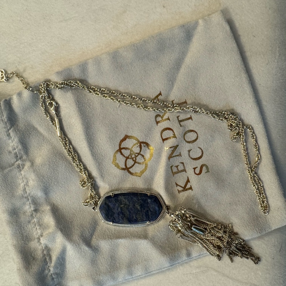 Kendra Scott Rayne necklace with raw cut lapis stone